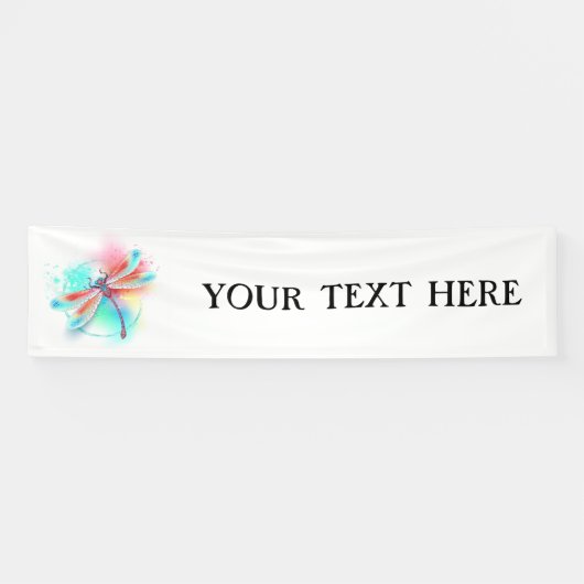 Banderoles Dragonfly rouge sur l'arrière - plan aquarelle (Horizontal)