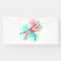 Dragonfly rouge sur l'arrière - plan aquarelle