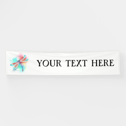 Banderoles Dragonfly rouge sur l'arrière - plan aquarelle (Horizontal)