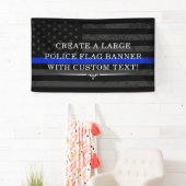 Banderoles Drapeau américain à thème de la police fond sombre (En situation)