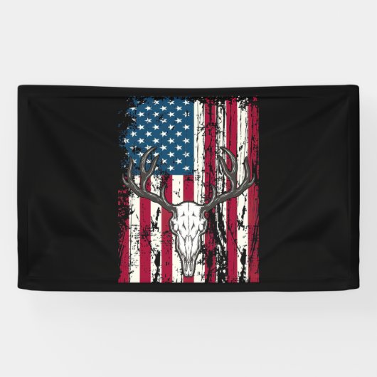 Banderoles Drapeau américain de chasse au crâne de cerf (Horizontal)