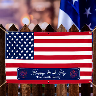Banderoles Drapeau américain patriotique Joyeux 4 juillet Nom