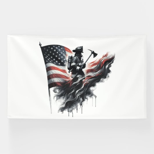 Banderoles Drapeau américain. Pompier (Horizontal)