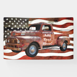 Banderoles Drapeau américain vintage Red Truck