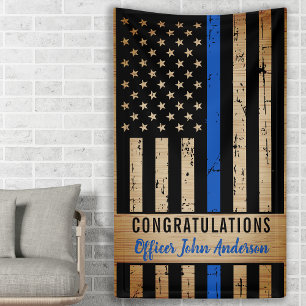 Banderoles Drapeau bleu mince rustique Police Retraite