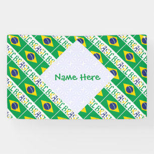Banderoles Drapeau Brésil Brasil Nom Personnalisé Encarrelé