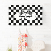 Banderoles Drapeau Checker et voitures de course (En situation)