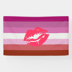 Banderoles Drapeau de fierté lesbienne au rouge à lèvres et l