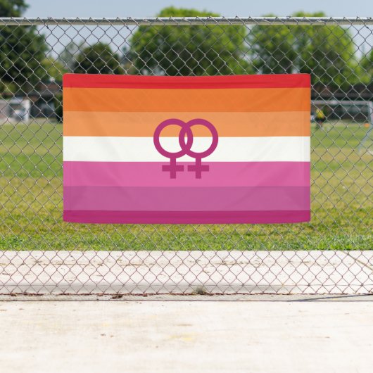 Banderoles Drapeau de fierté lesbienne WLW (Coucher de soleil (En situation)
