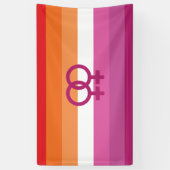 Banderoles Drapeau de fierté lesbienne WLW (Coucher de soleil (Vertical)