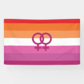 Banderoles Drapeau de fierté lesbienne WLW (Coucher de soleil (Horizontal)