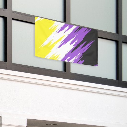 Banderoles Drapeau de fierté non binaire funky grunge zigzag (Bâtiment extérieur)