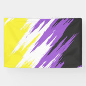 Banderoles Drapeau de fierté non binaire funky grunge zigzag (Horizontal)
