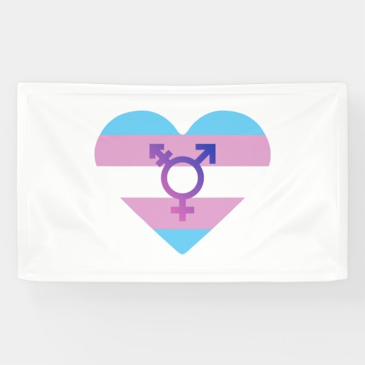 Banderoles Drapeau de fierté trans cœur (Horizontal)