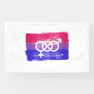 Banderoles Drapeau de la fierté du symbole bisexuel peint