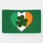 Banderoles Drapeau de l'Irlande Coeur avec St Patrick Shamroc (Horizontal)