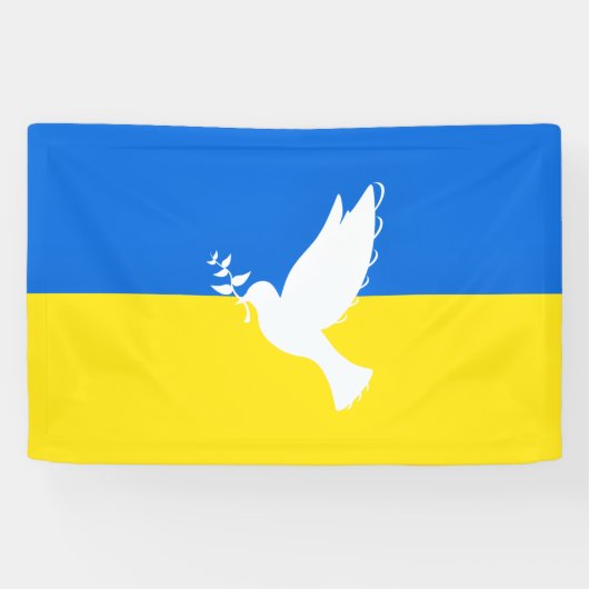 Banderoles Drapeau de l'Ukraine - La colombe de la paix - Lib (Horizontal)