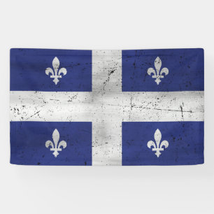 Banderoles Drapeau du Québec style grunge érodé