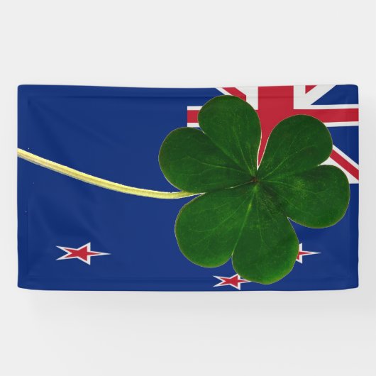 Banderoles Drapeau irlandais Nouvelle-Zélande Shamrock Clover (Horizontal)