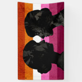 Banderoles Drapeau lesbien avec deux silhouettes de femme (Vertical)