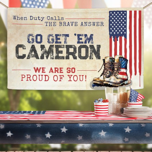 Banderoles Drapeau militaire rustique US Partir du parti d'ad