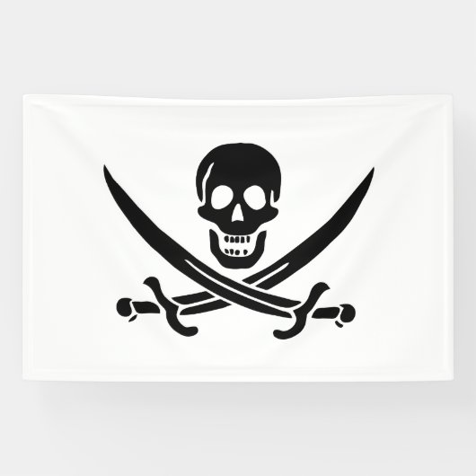Banderoles Drapeau pirate crâne épées croisées (Horizontal)