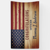 Banderoles Drapeau rustique américain Police militaire retrai (Vertical)