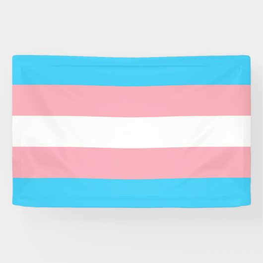 Banderoles Drapeau transgenre rose, bleu et blanc (Horizontal)