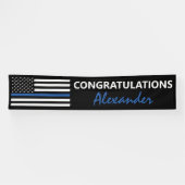 Banderoles Drapeau US de police | Ligne Bleue fine (Horizontal)