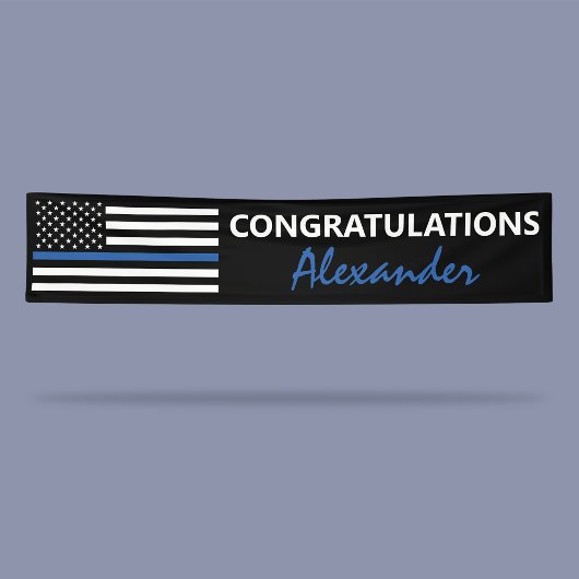 Banderoles Drapeau US de police | Ligne Bleue fine