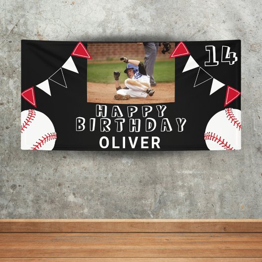 Banderoles Drapeaux de baseball Ball Bund Photo noir Annivers