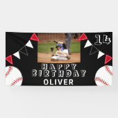 Banderoles Drapeaux de baseball Ball Bund Photo noir Annivers (Horizontal)