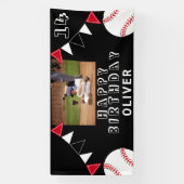 Banderoles Drapeaux de baseball Ball Bund Photo noir Annivers (Verticale)