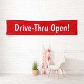 Banderoles Drive-Thru Open ! Bandeau publicitaire (En situation)