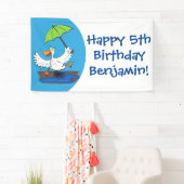 Banderoles Drôle canard avec parapluie dessin animé (En situation)