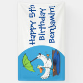 Banderoles Drôle canard avec parapluie dessin animé (Vertical)