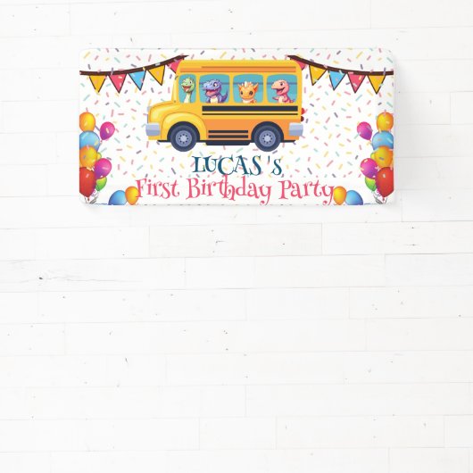 Banderoles Drôle dinosaure Retour à l'école Bus garçon Annive (Insitu)