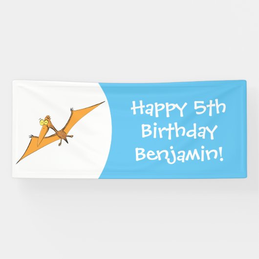 Banderoles Drôle mignon dessin animé de pterodactyle volant o (Horizontal)