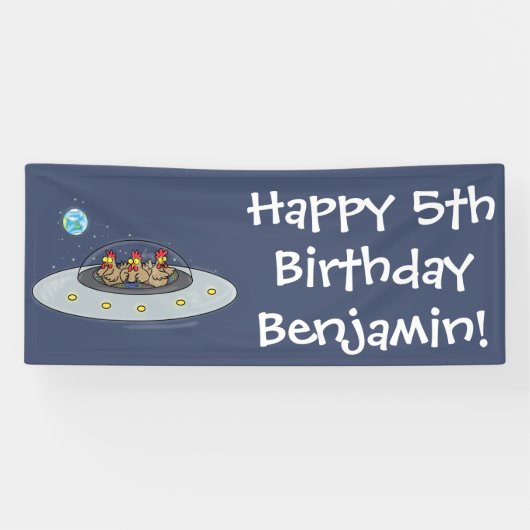 Banderoles Drôle poule brune de la ferme dans l'espace dessin (Horizontal)