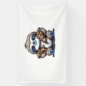 Banderoles Drôle Sloth mangeant Pizza, Amoureux des animaux K (Vertical)