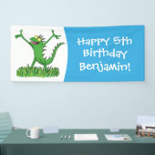 Banderoles Drôle vert souriant animé lézard d'iguane (Salon professionnel)