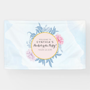 Banderoles Dusty Blue Aquarelle Succulent ​ bachelorette