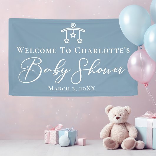 Banderoles Dusty Blue Baby shower Chic Custom Party