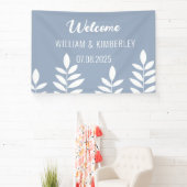 Banderoles Dusty Blue Classic Rustic Simple Mariage moderne (Insitu)
