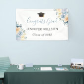Banderoles Dusty Blue Floral Congrats Grad Grad Graduation Pa (Salon professionnel)