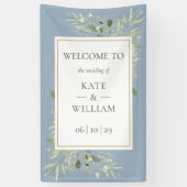 Banderoles Dusty Blue Greenery Botanical Mariage Affiche de b (Vertical)