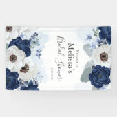 Banderoles Dusty Blue Navy Fleurit Fête des mariées florale (Horizontal)