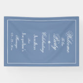 Banderoles Dusty Blue Script Elégant Mariage Accueil fond (Horizontal)