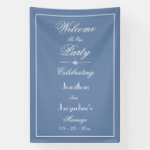 Banderoles Dusty Blue Script Elégant Mariage Accueil fond (Verticale)