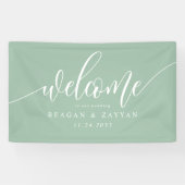 Banderoles Dusty Mint Calligraphy Accueil Mariage simple (Horizontal)